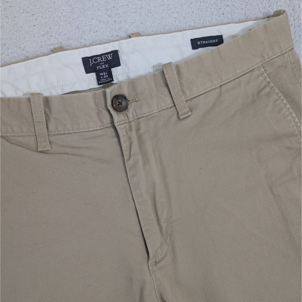 J Crew Flex Straight Fit Pants Mens 31 X 32 Khaki Beige Comfort